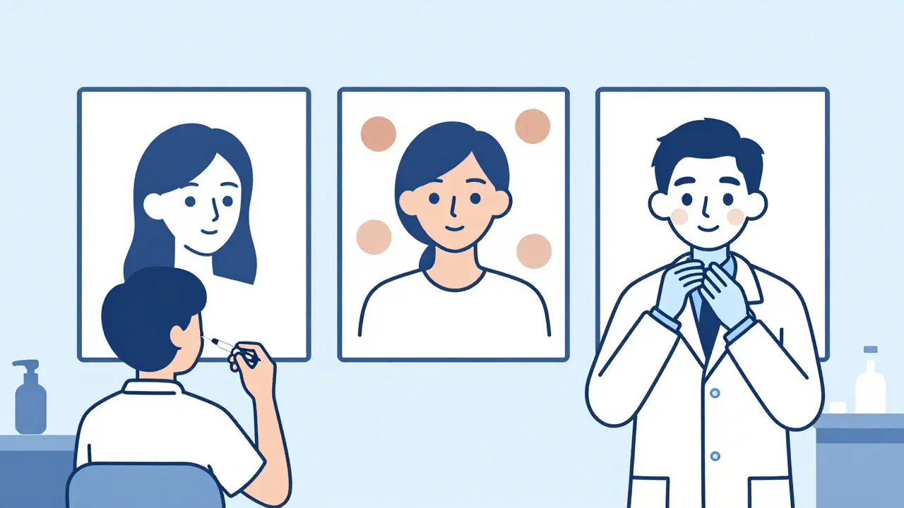 Профессиональные процедуры для устранения тёмных кругов: мезотерапия, IPL и филлеры, показанные схематично.