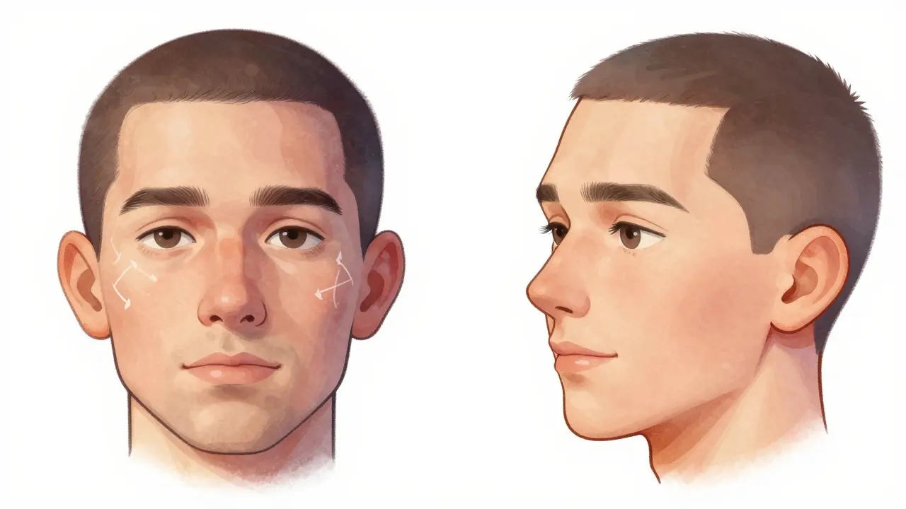 Сравнение лица до и после контурной пластики: восстановленные контуры и исчезнувшие складки.