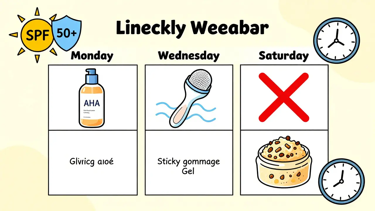 Еженедельный график ухода за кожей с безопасными и запрещёнными методами