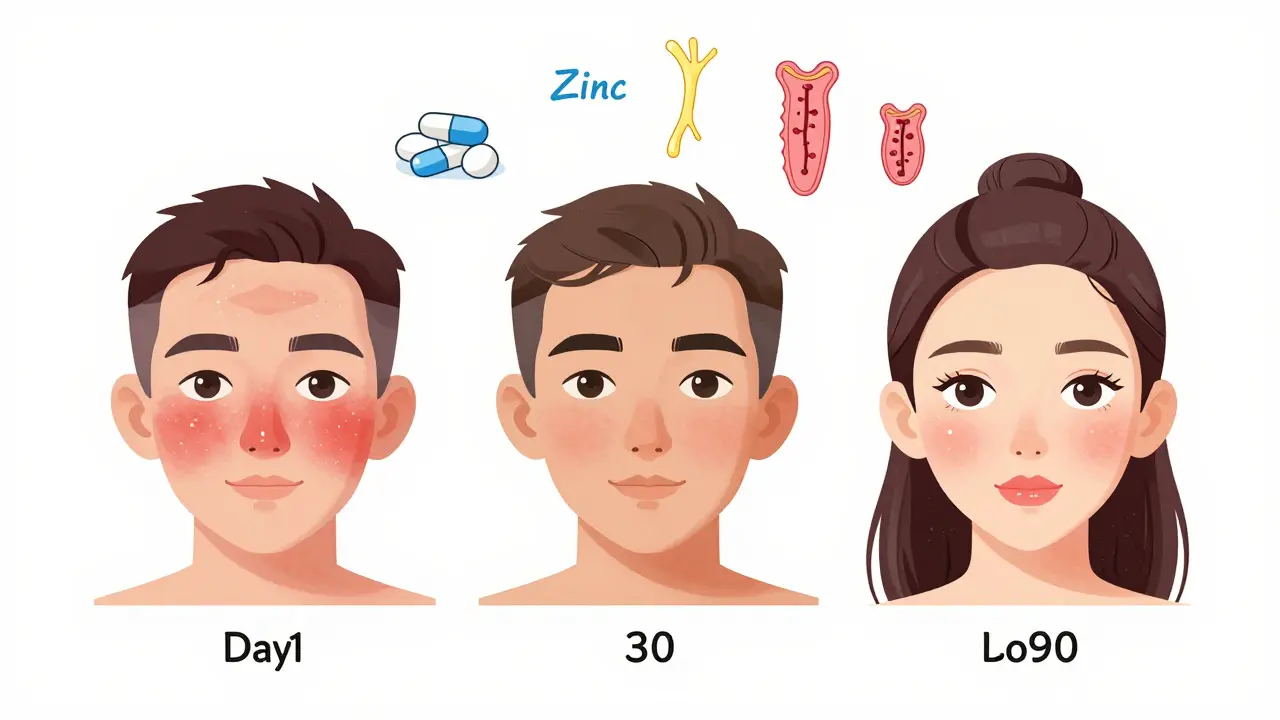 Этапы улучшения кожи за 3 месяца с цинком: от покраснений к сиянию.