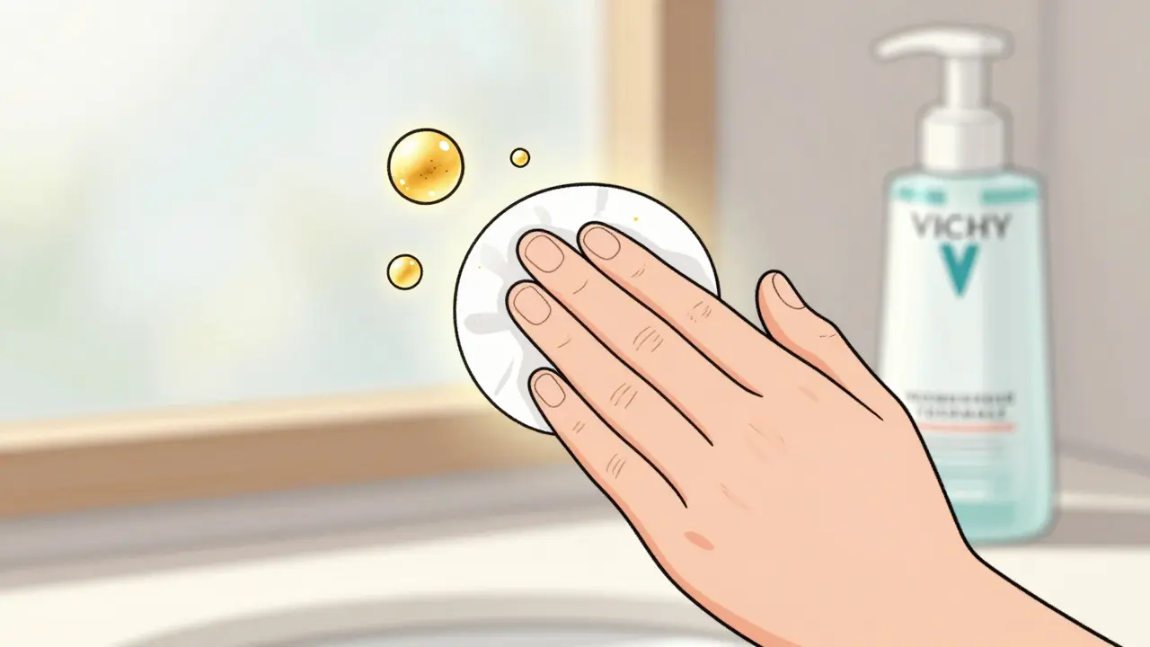 Мицеллярная вода с магнитными частицами удаляющими загрязнения.