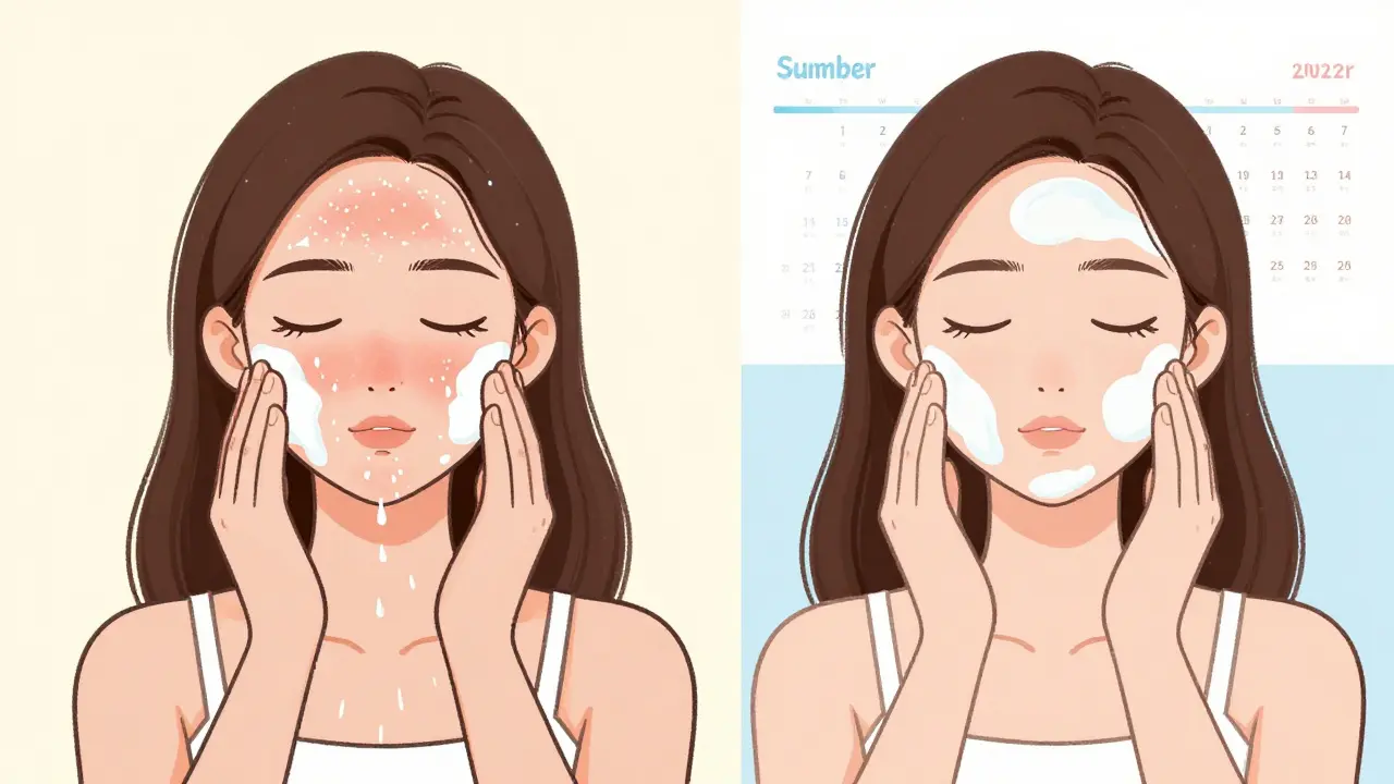 Сравнение реакции кожи на гель и пенку в разные сезоны.