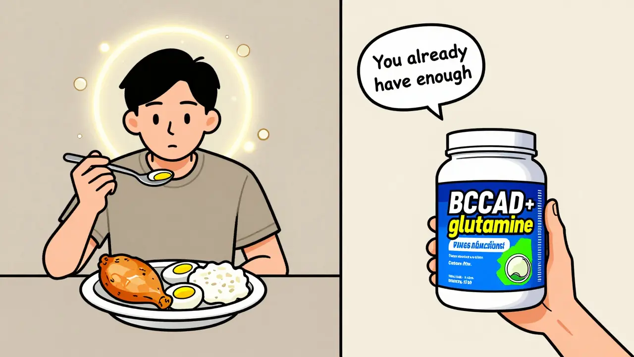 Сравнение сбалансированного питания и дорогих добавок в виде двух сцен.