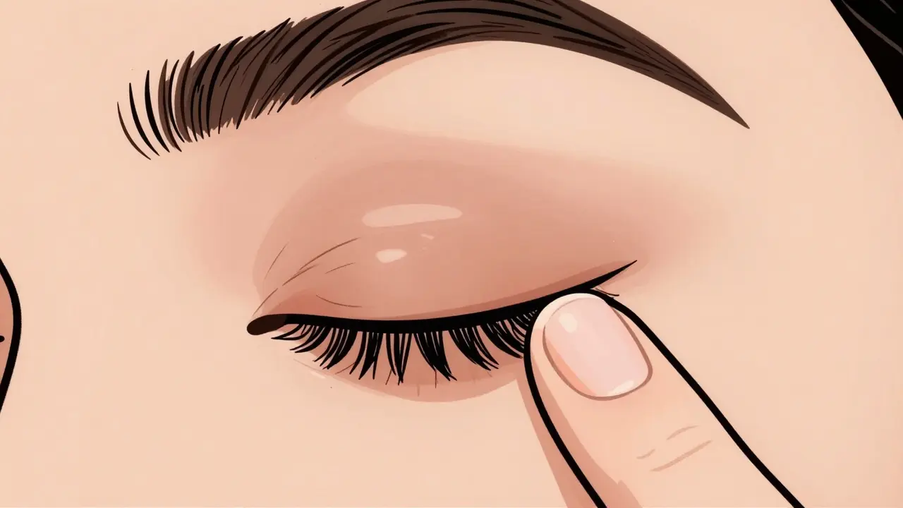 Нанесение кремового продукта на веко вместо цветных теней