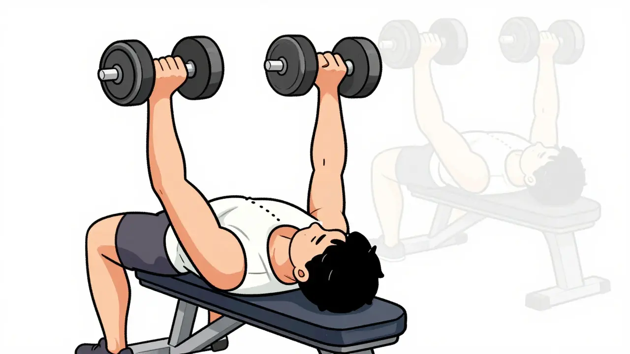 Обратные махи на наклонной скамье с акцентом на задние дельты и правильное положение спины.