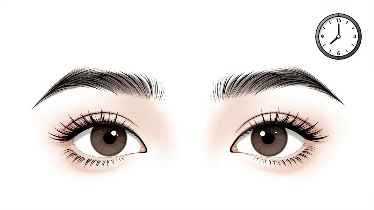 Сравнение бровей до и после ламинирования: от неровных до идеально уложенных.