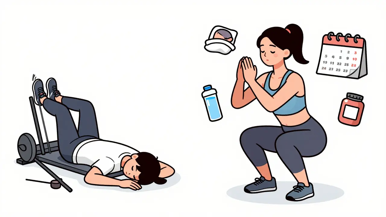 Сравнение перетренированности и правильного восстановления с элементами сна и питания.