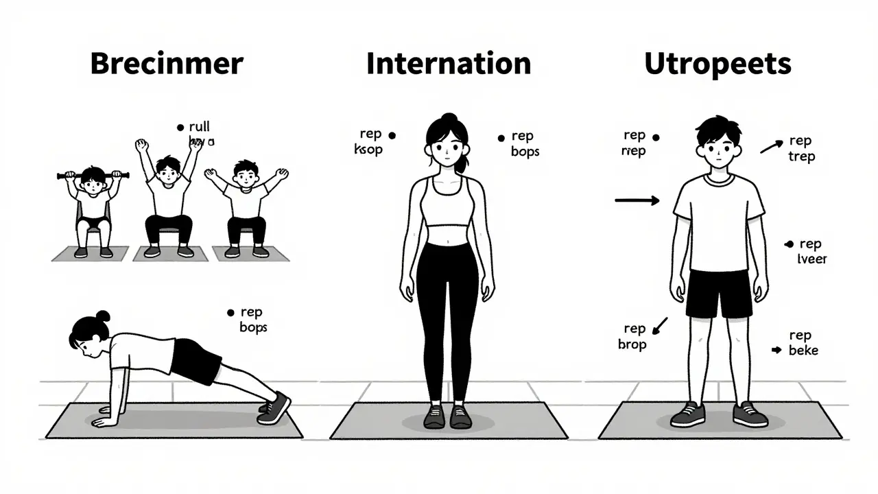 Три схемы тренировок: полный корпус, сплит-программа и дроп-сеты, показанные в стиле чистых линий.