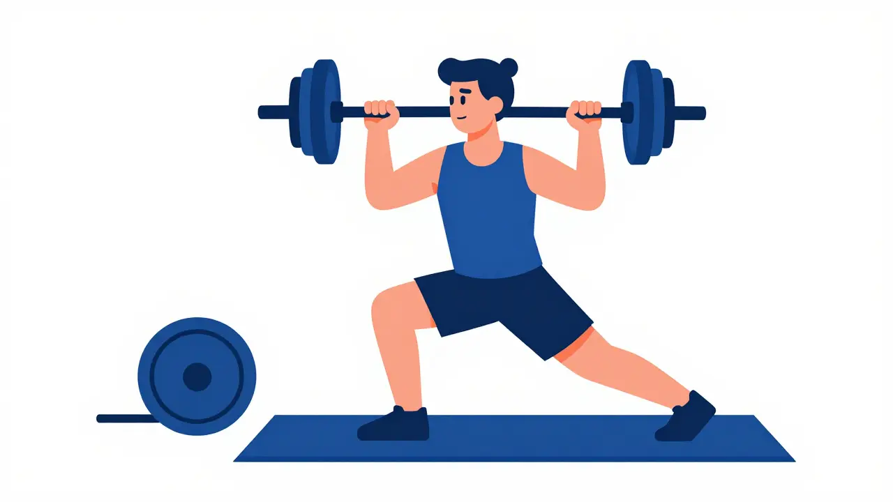 Человек занимается силовыми упражнениями в современном фитнес-зале