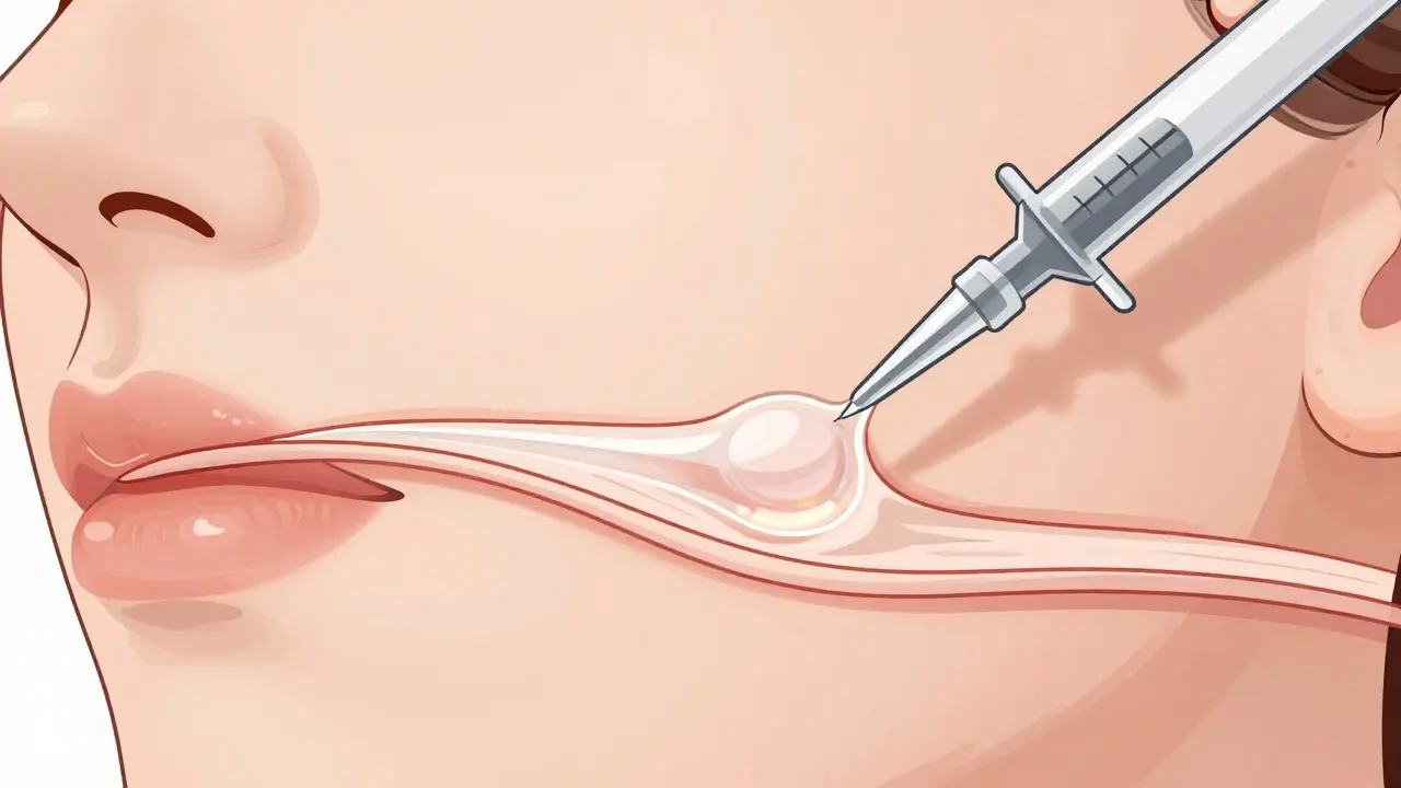 Схематичное изображение заполнения носогубной складки гелем-филлером