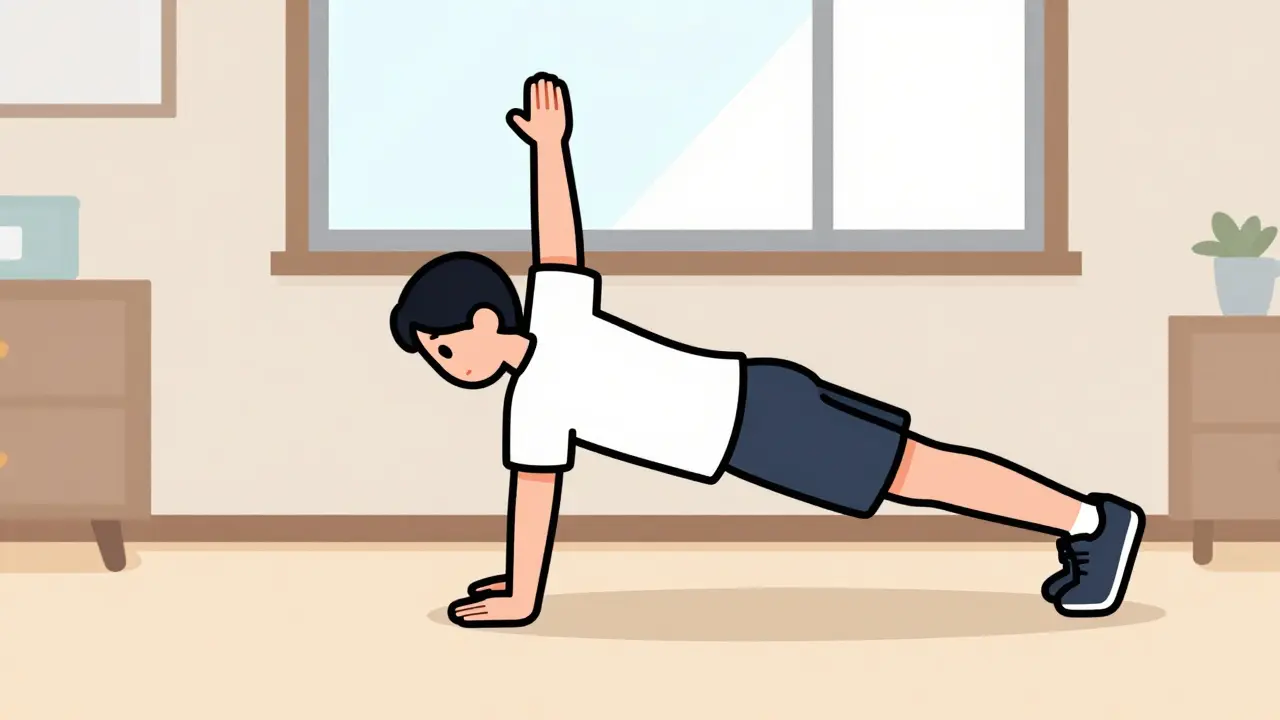 Спортивный человек выполняет упражнение берпи дома