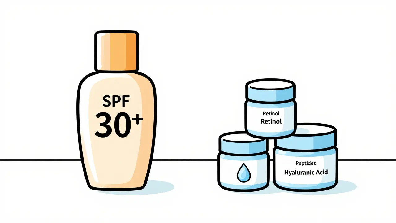 Средства ухода: крем с SPF и ретинол